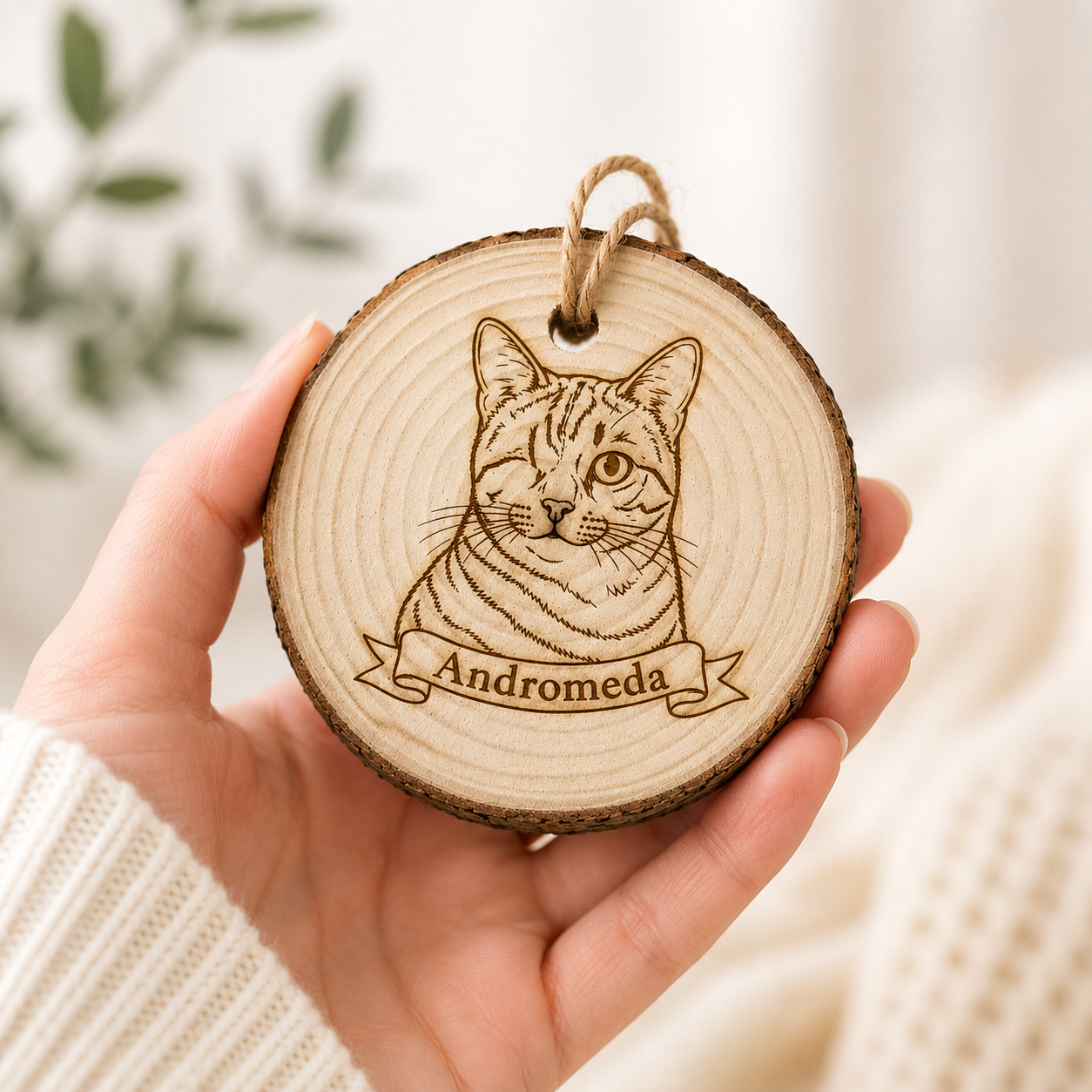 Custom pet ornament - wood slice