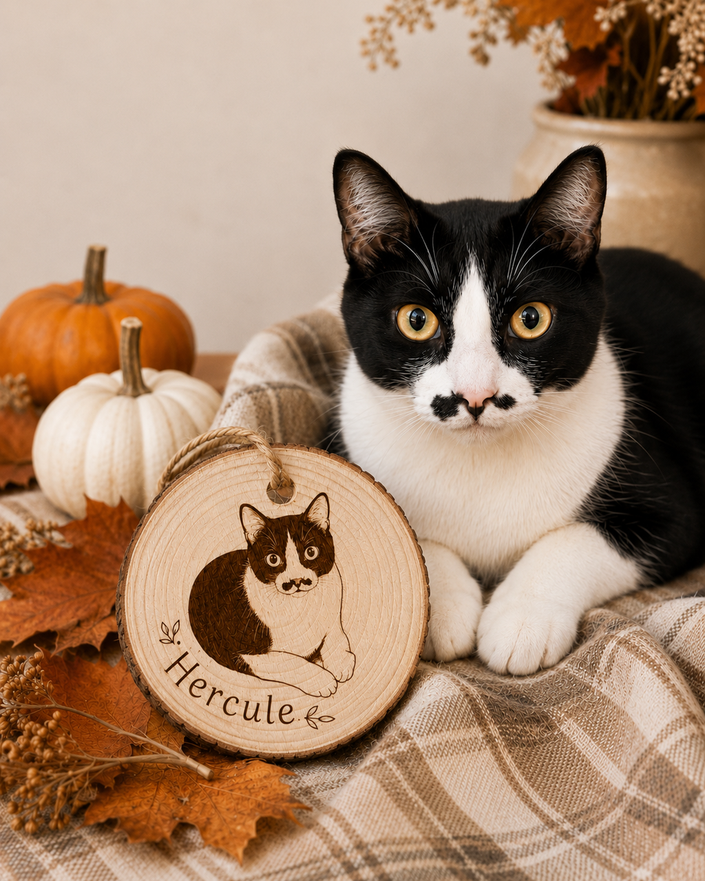 Custom pet ornament - wood slice