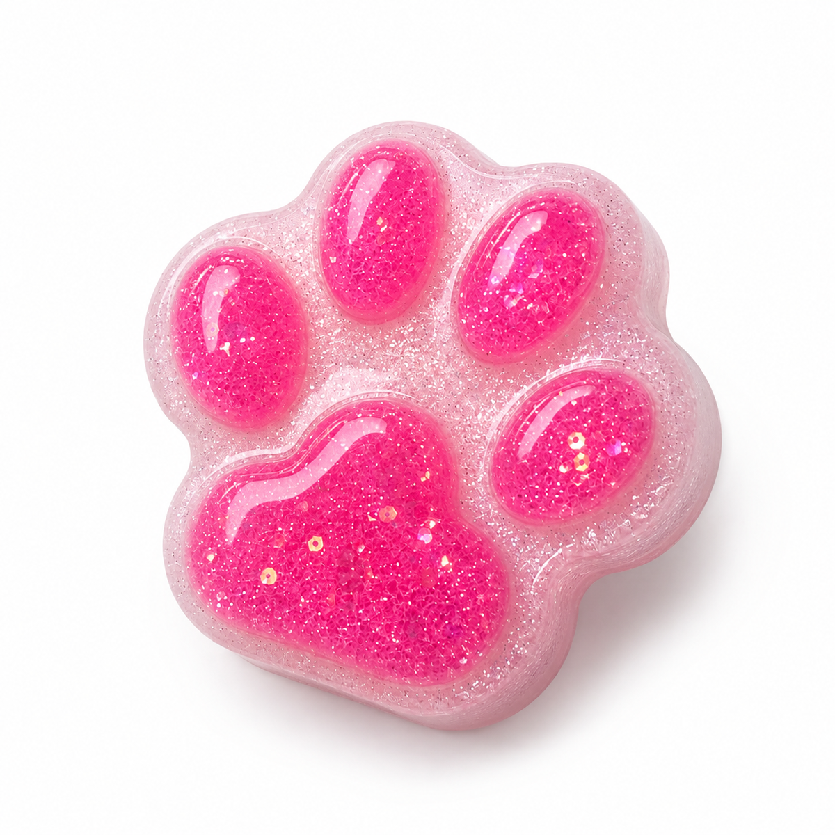 Pink Glitter Cat Paw Resin Magnet