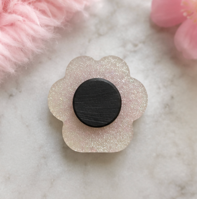 Pink Glitter Cat Paw Resin Magnet